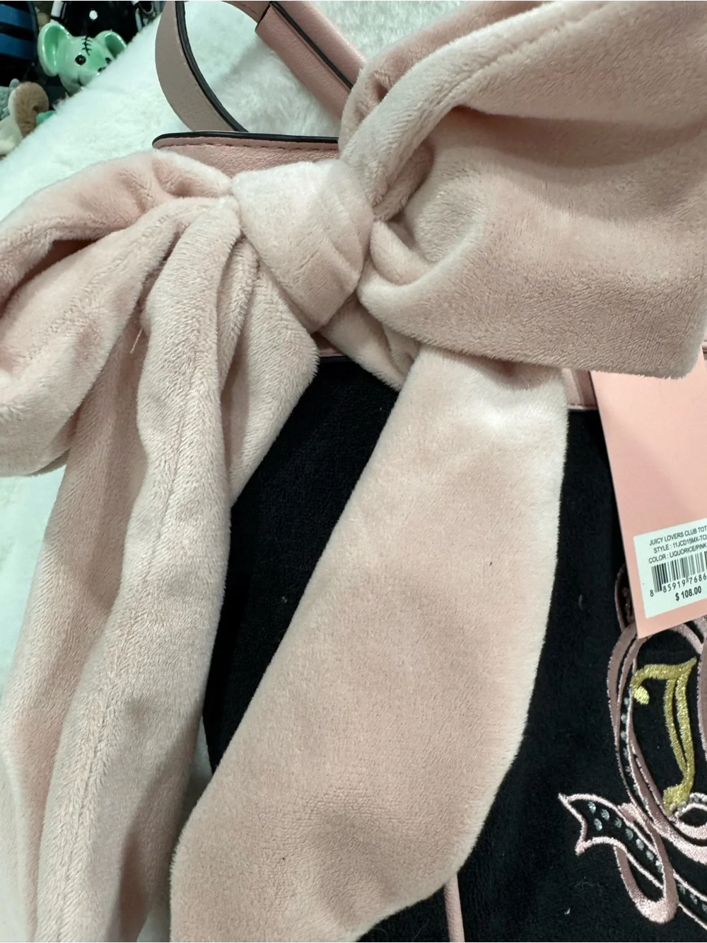 NWT-Juicy Couture Black and Pink Crown Emblem Tote